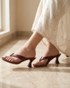 Women's Burgundy Toe-Loop Heels with Sculpted Flared Heel - Naqsheqadam