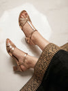 Women's Rose Gold Strappy Heels with Cross-Strap Detail - Naqsheqadam